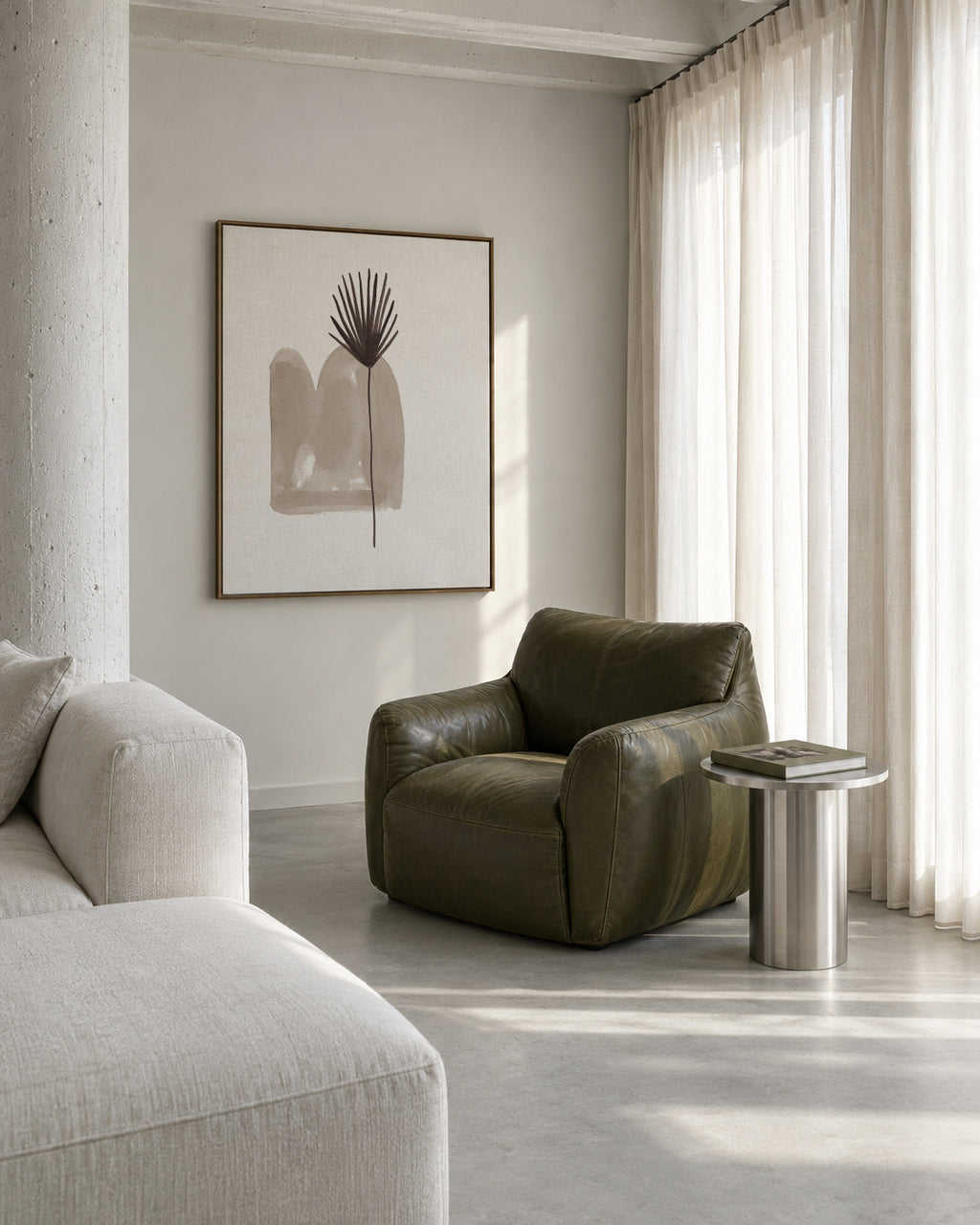 Abstract Leaf - Framed canvas in an interior
