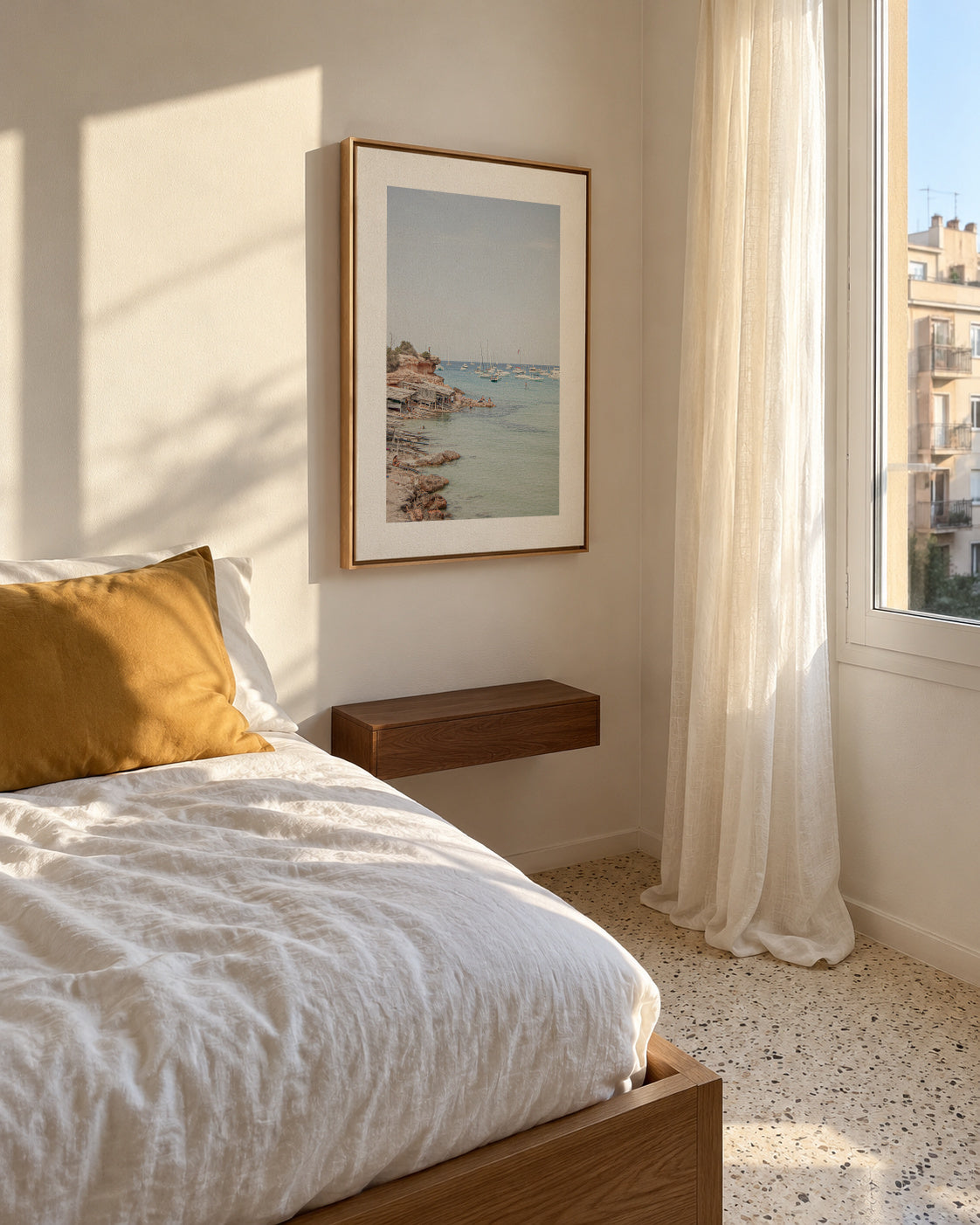 Formentera XXIV - Framed canvas in an interior