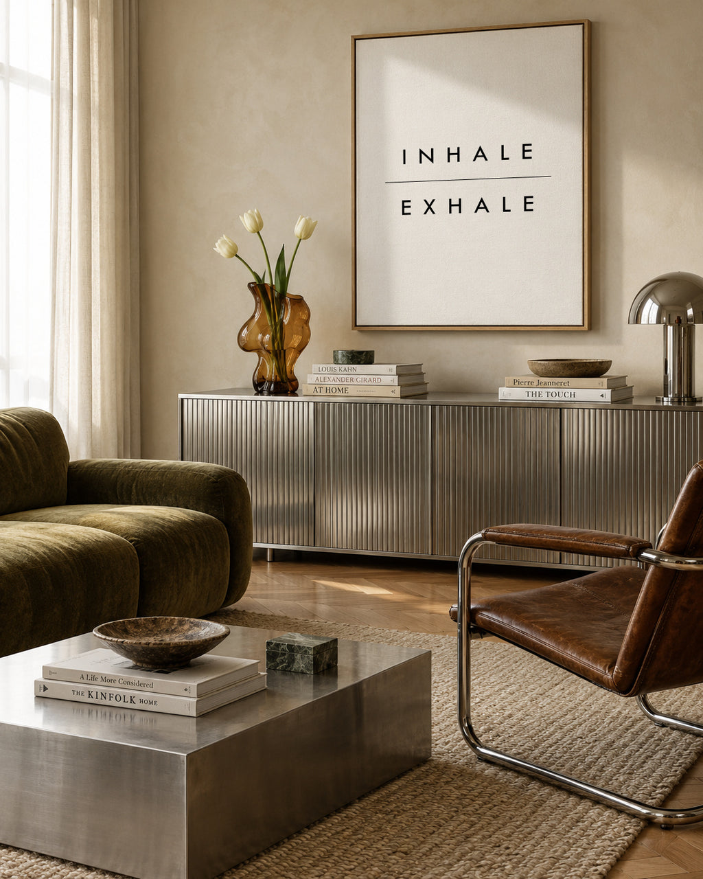 Inhale Exhale - Framed canvas in an interior