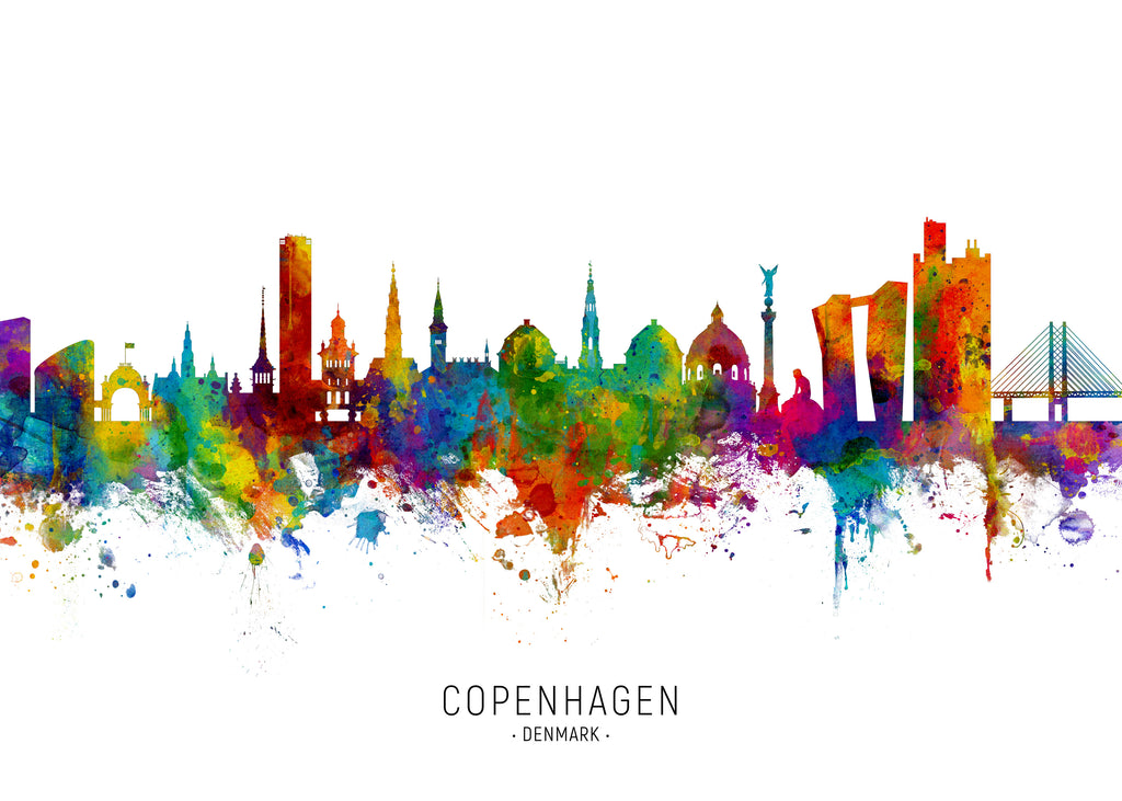 Copenhagen Skyline multicolor - Unframed art print