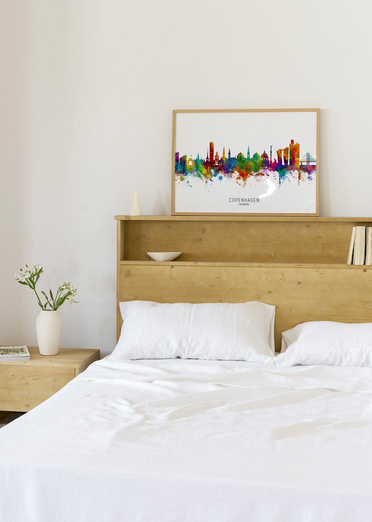 Copenhagen Skyline multicolor - Framed poster in an interior
