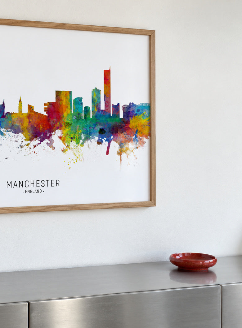 Manchester Skyline multicolor - Framed poster detail