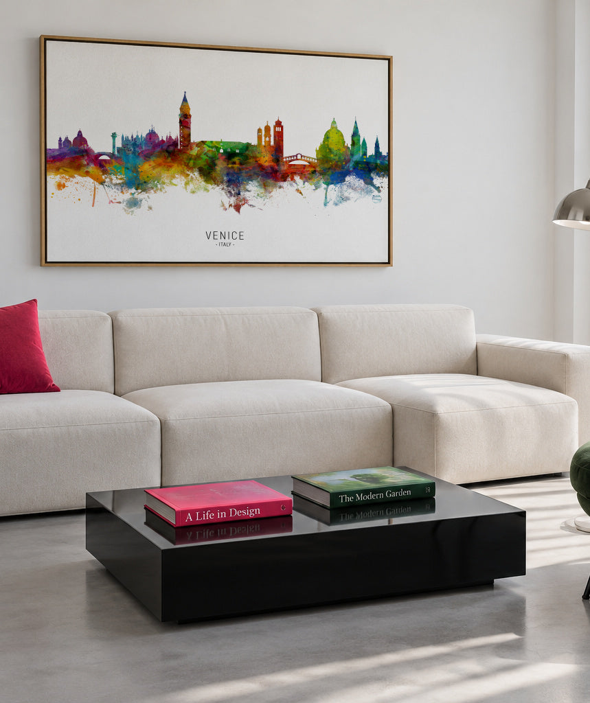 Venice Skyline multicolor - Framed canvas in an interior