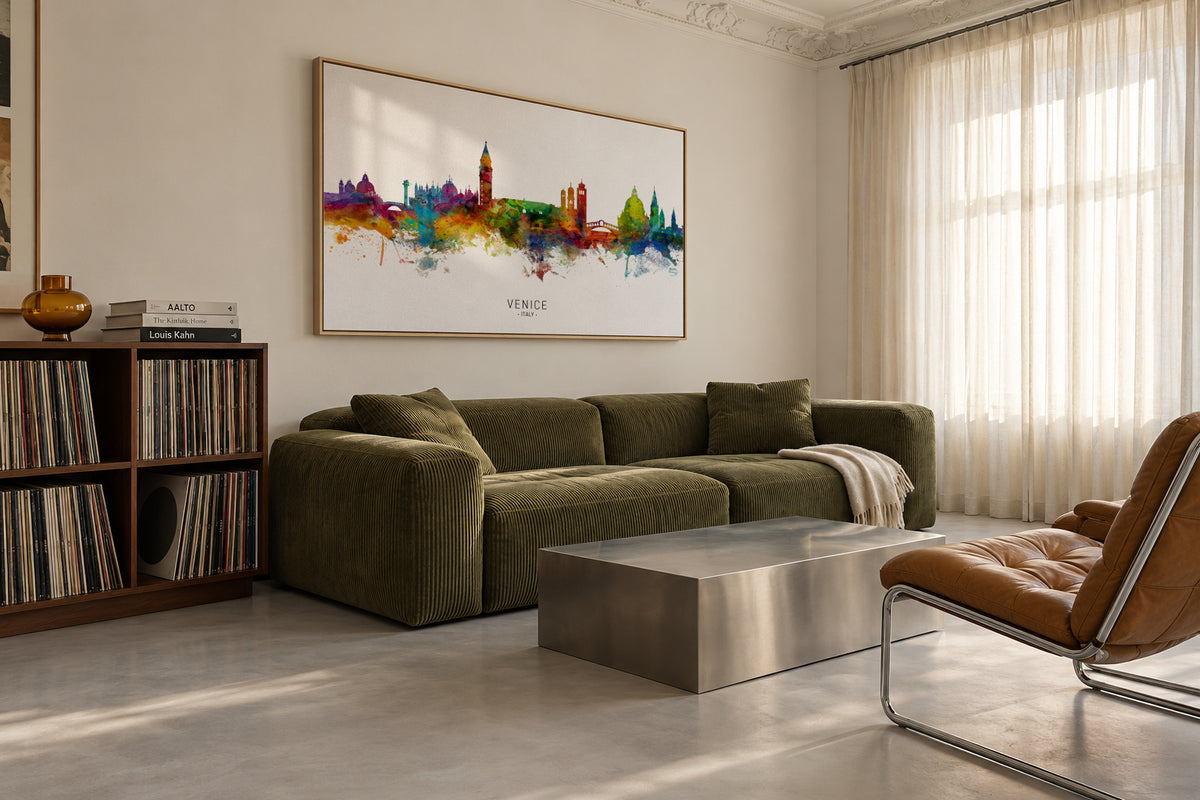 Venice Skyline multicolor - Framed canvas in an interior