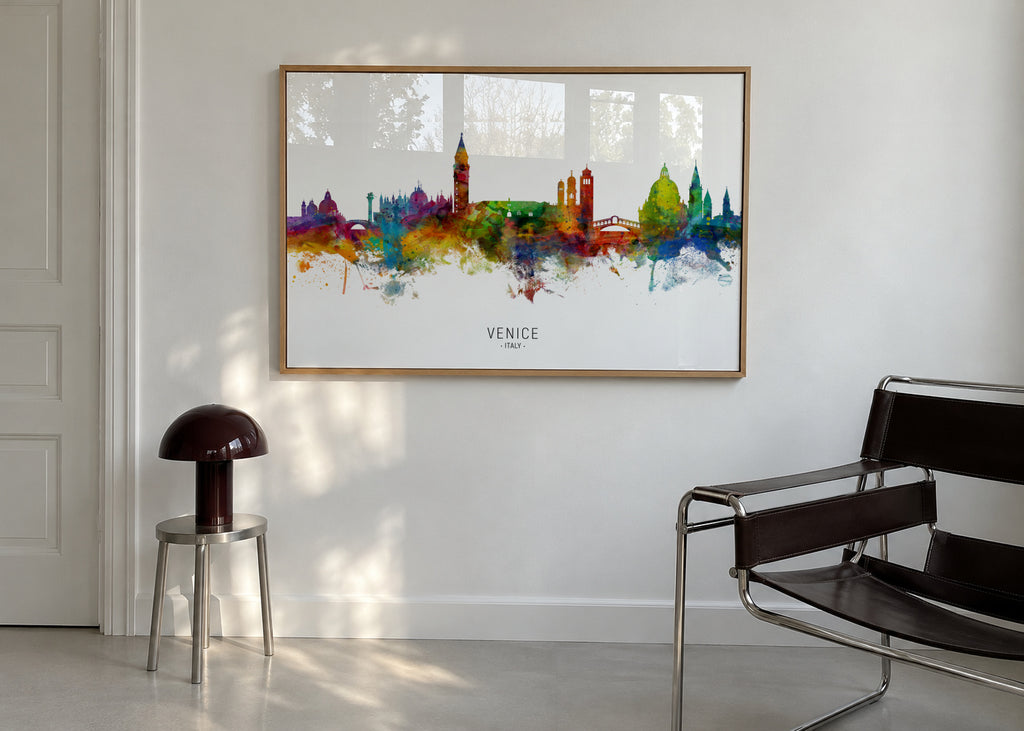 Venice Skyline multicolor - Framed poster in an interior