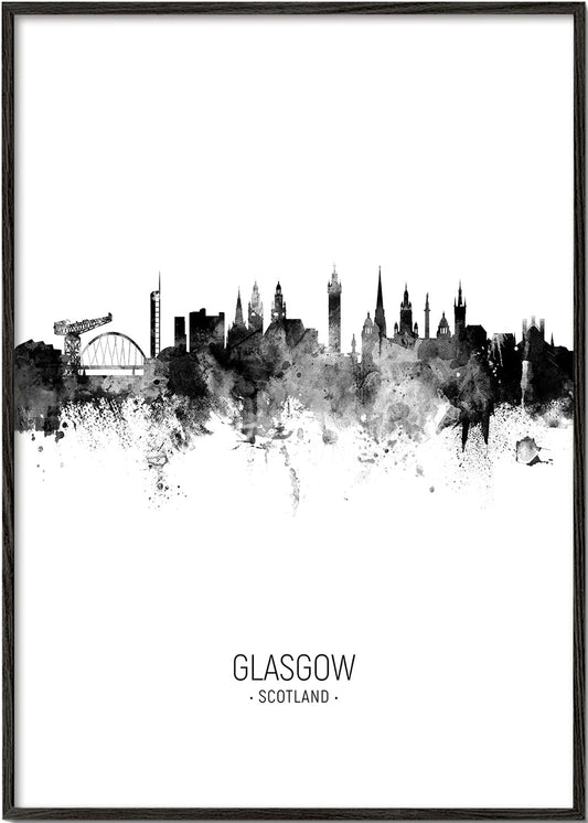 Glasgow Skyline en blanco y negro