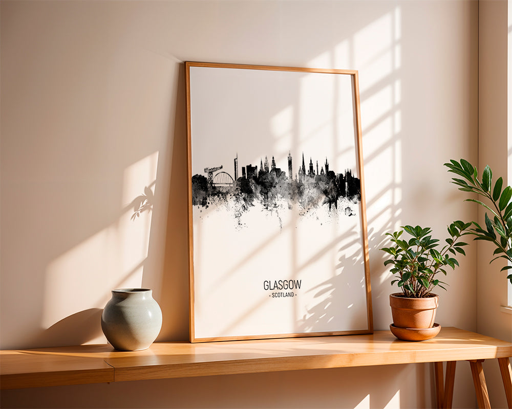 Glasgow Skyline en blanco y negro