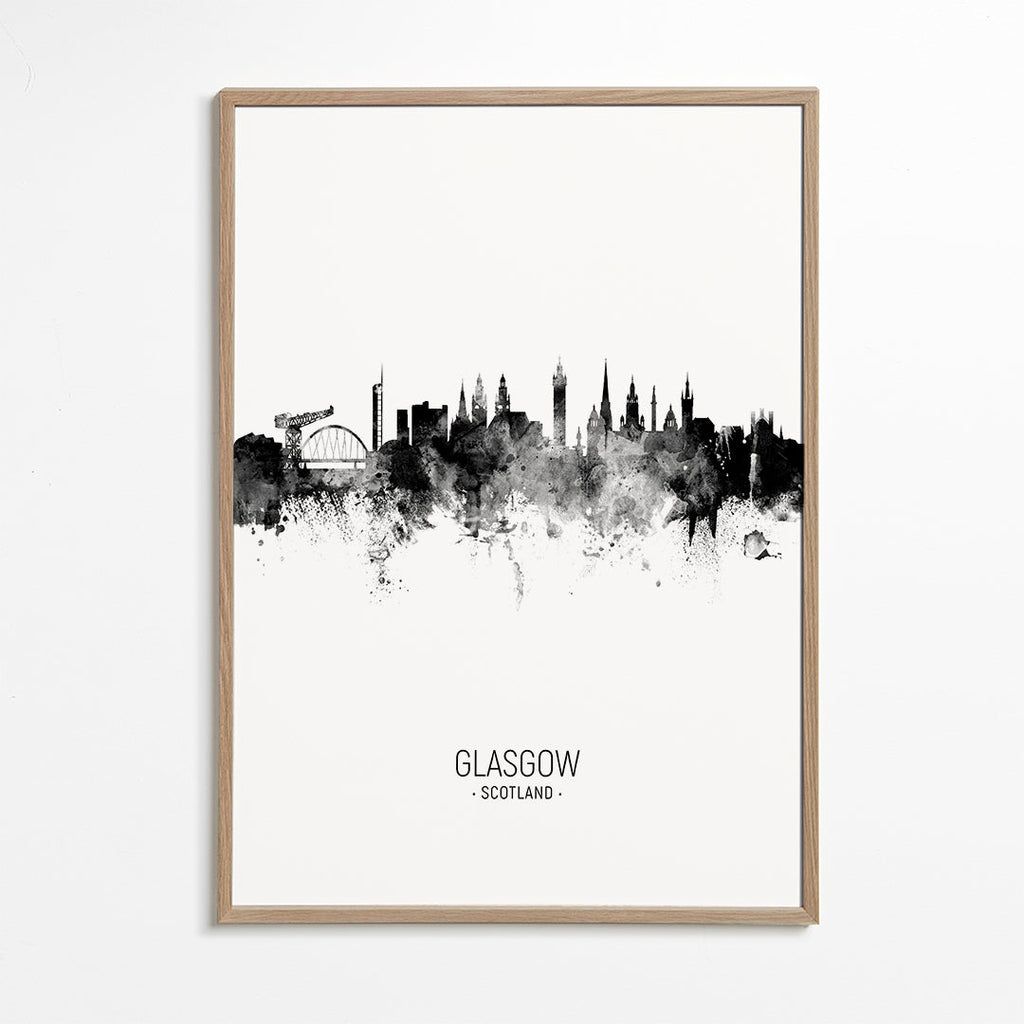 Glasgow Skyline en blanco y negro