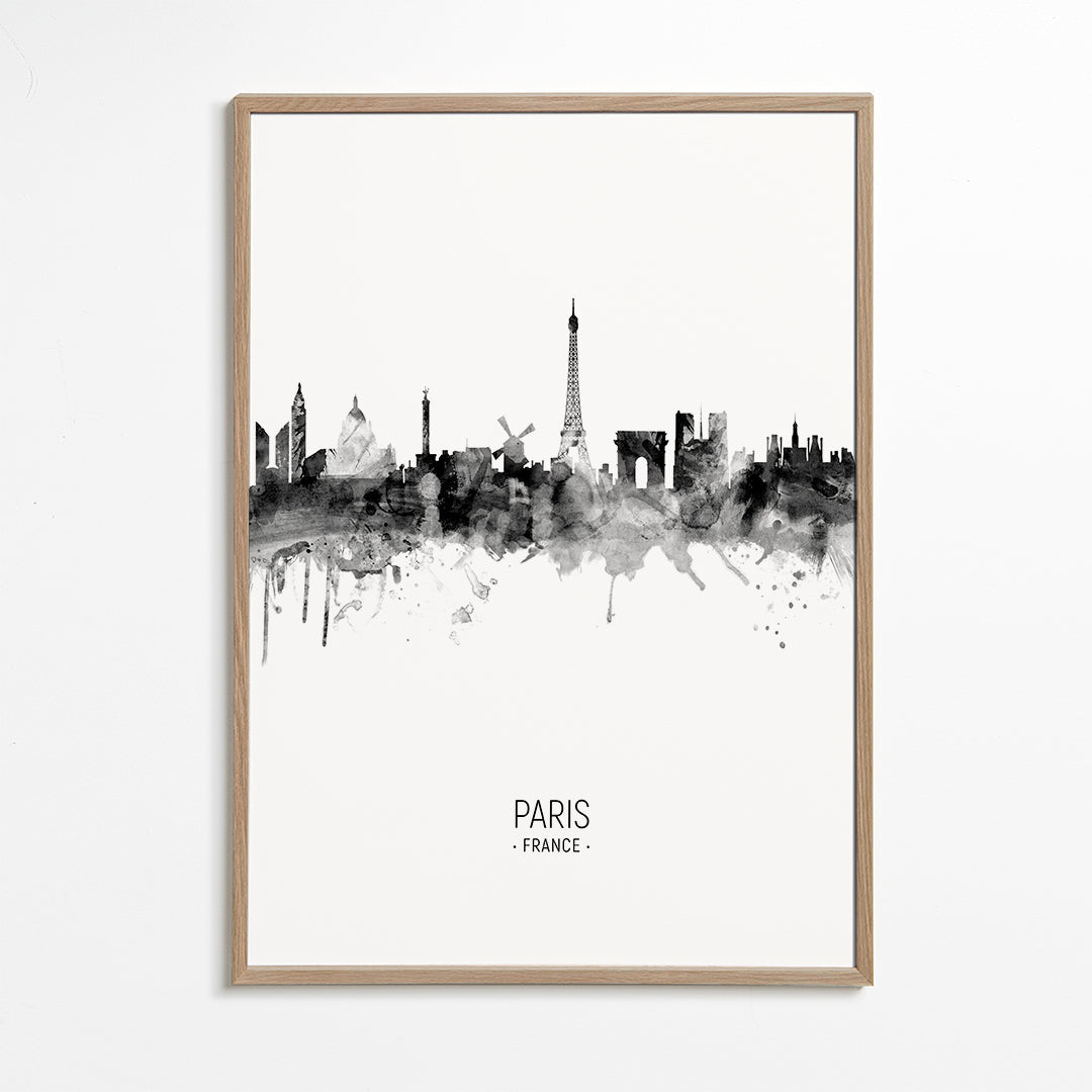 Paris Skyline en blanco y negro