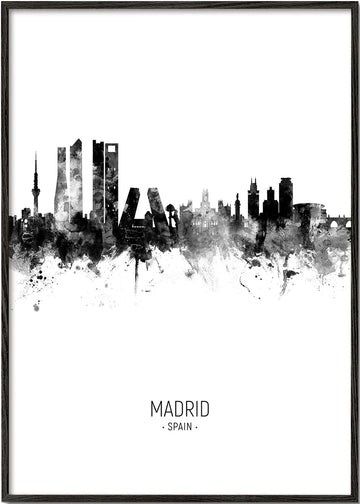 Madrid Skyline en blanco y negro