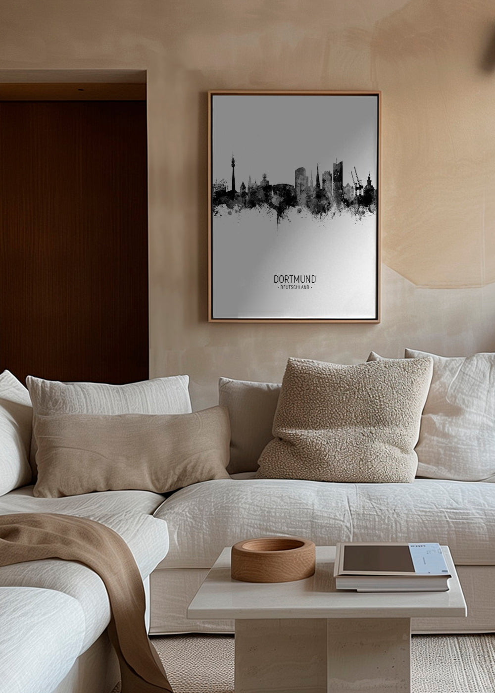 Dortmund Skyline en blanco y negro