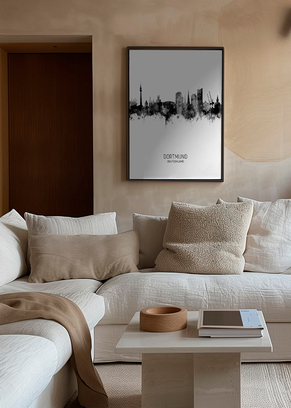 Dortmund Skyline en blanco y negro