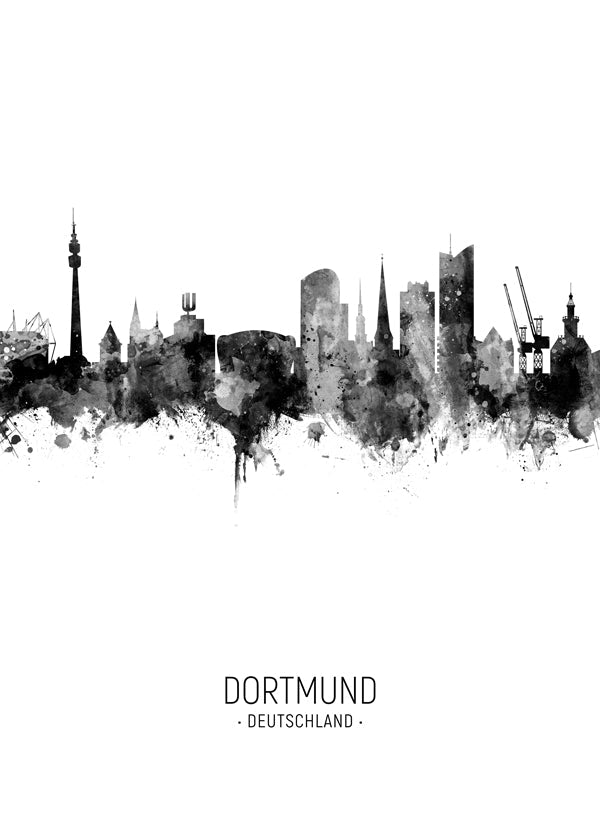 Dortmund Skyline en blanco y negro