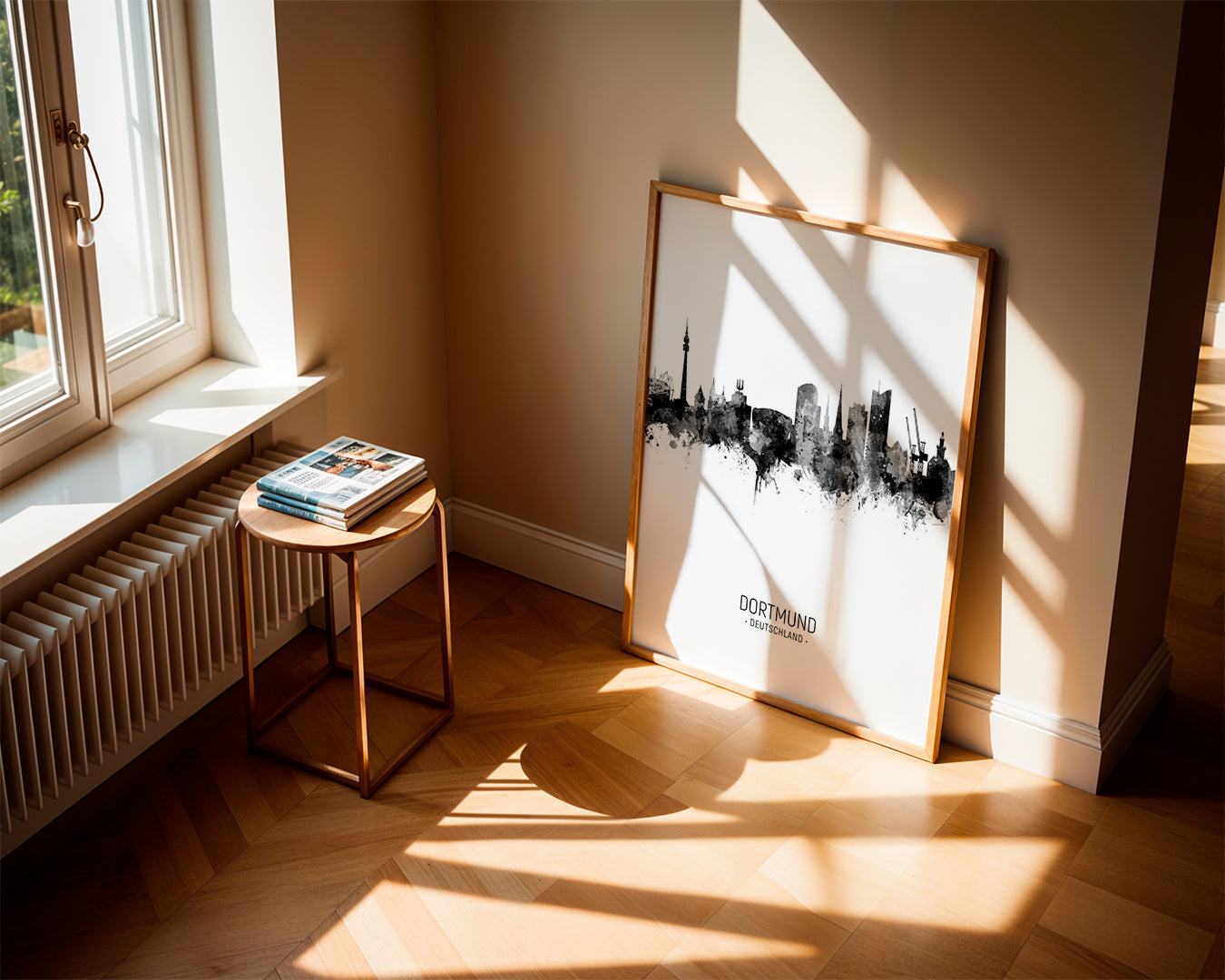 Dortmund Skyline en blanco y negro