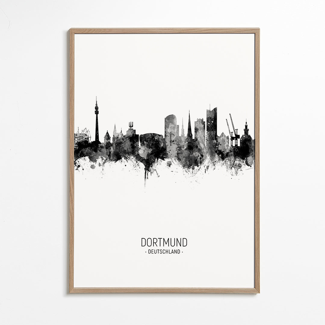 Dortmund Skyline en blanco y negro