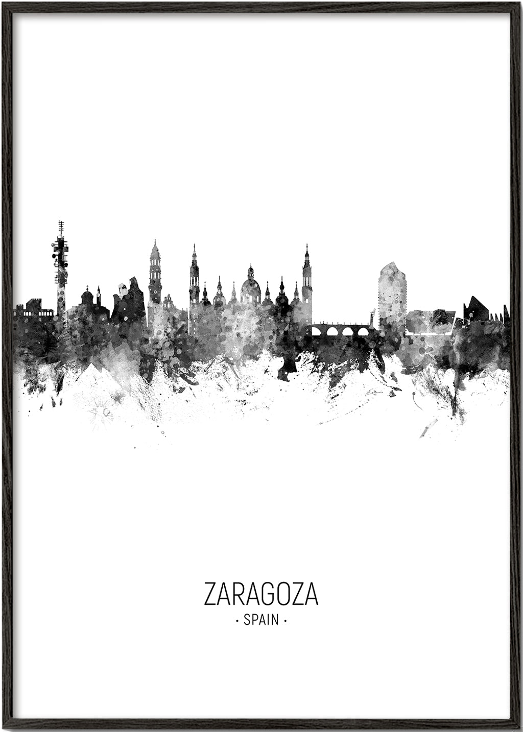 Zaragoza Skyline en blanco y negro