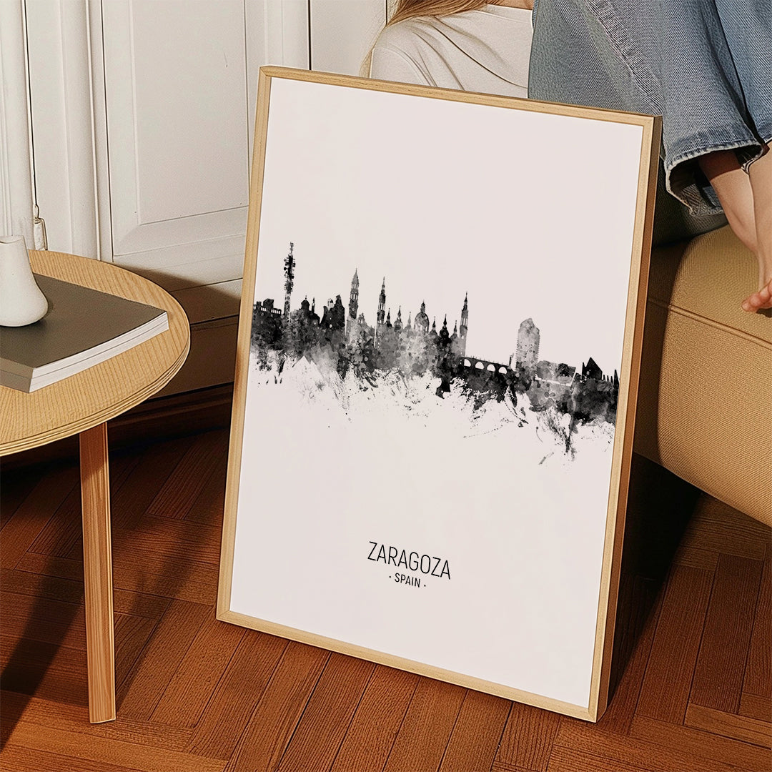 Zaragoza Skyline en blanco y negro
