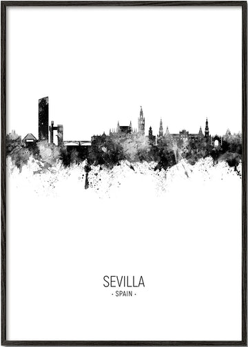 Sevilla Skyline en blanco y negro