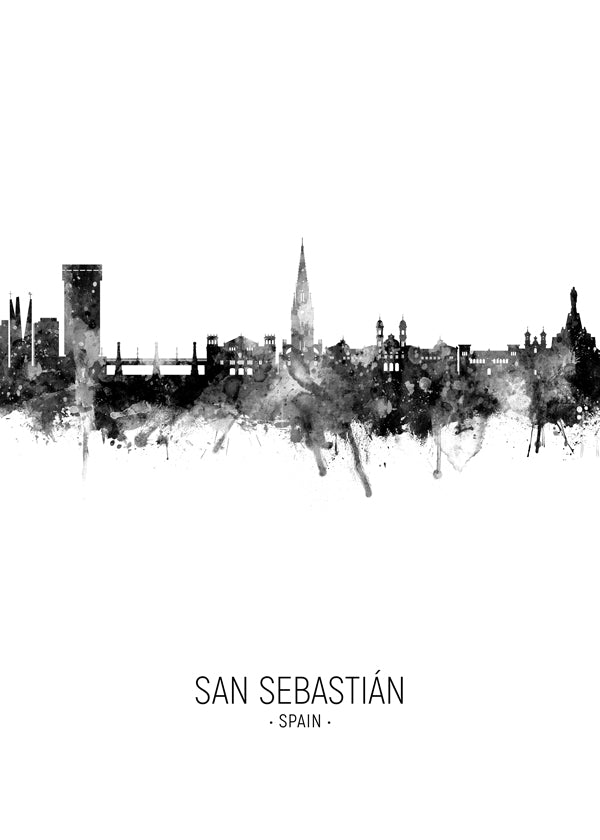San Sebastián Skyline en blanco y negro