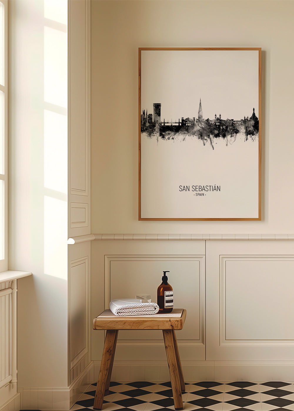 San Sebastián Skyline en blanco y negro
