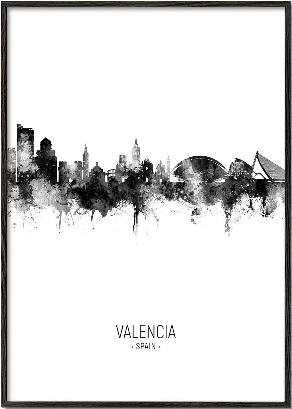 Valencia Skyline en blanco y negro