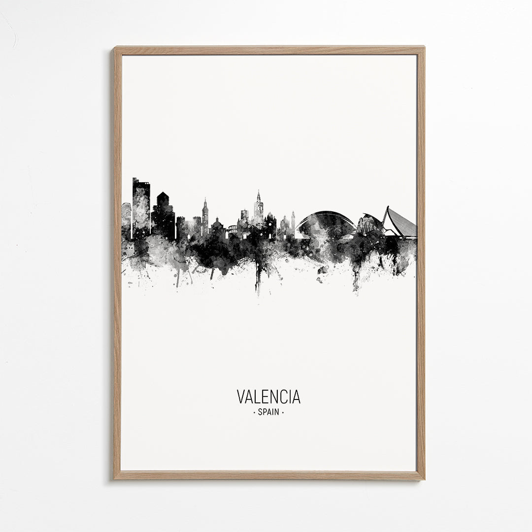 Valencia Skyline en blanco y negro