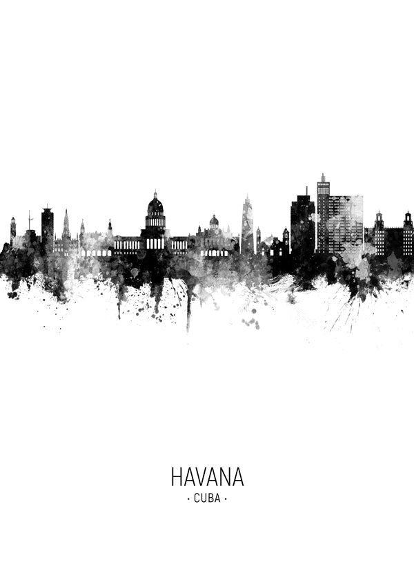 Havana Skyline en blanco y negro