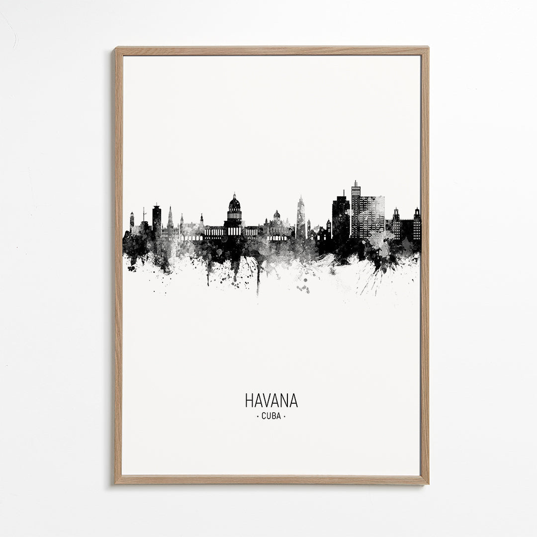 Havana Skyline en blanco y negro