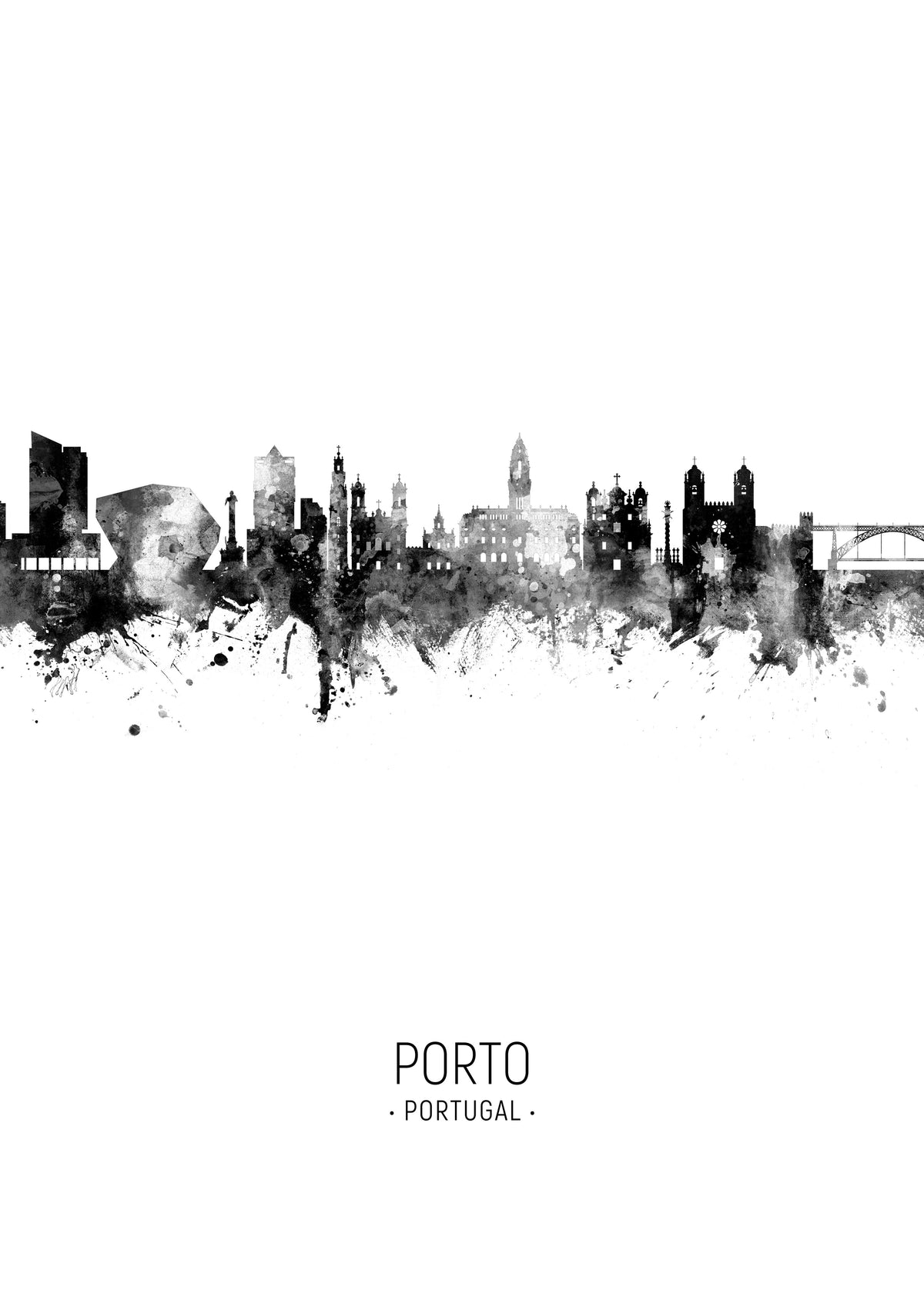 Porto Skyline en blanco y negro - Unframed art print