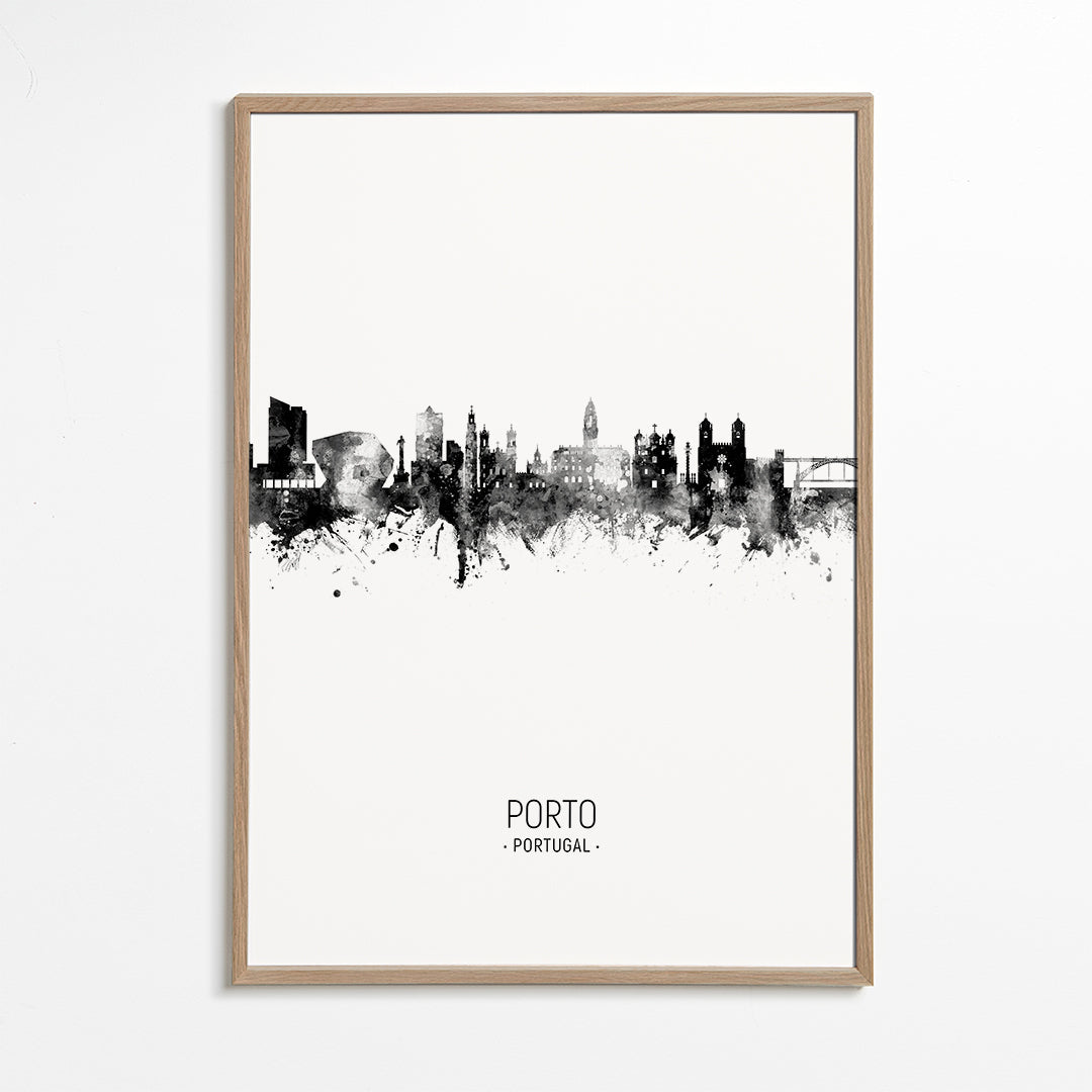 Porto Skyline en blanco y negro