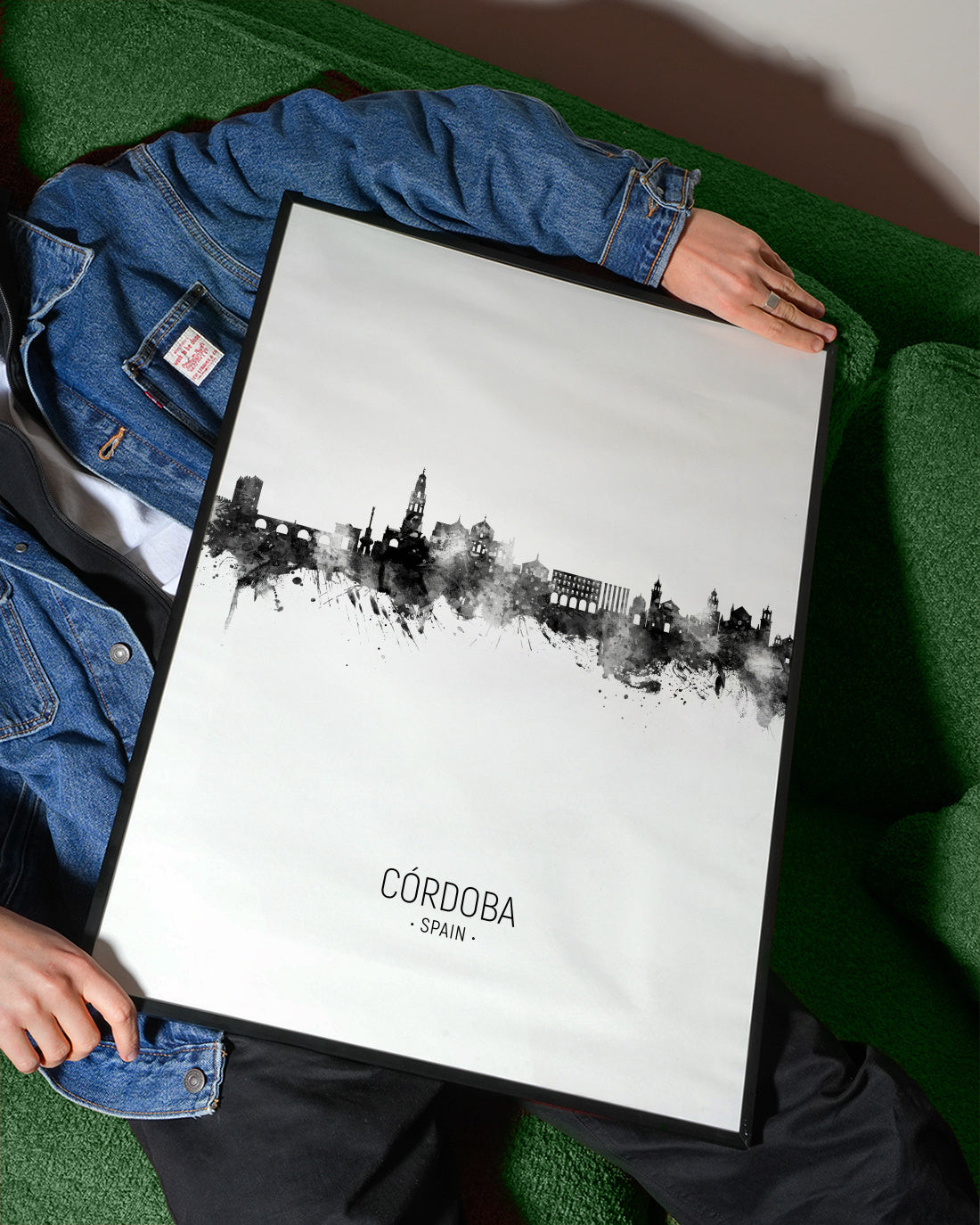 Córdoba Skyline en blanco y negro - Framed poster detail