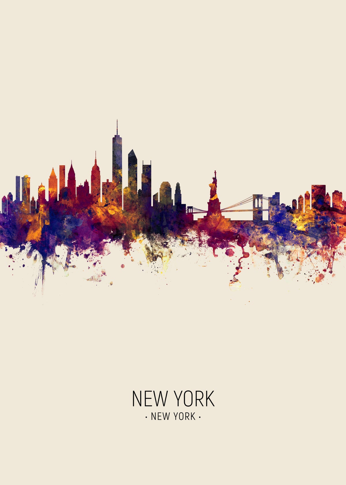 New York Skyline en beige - Unframed art print