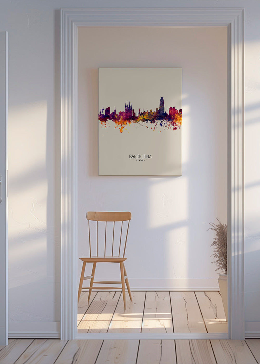 Barcelona Skyline en beige