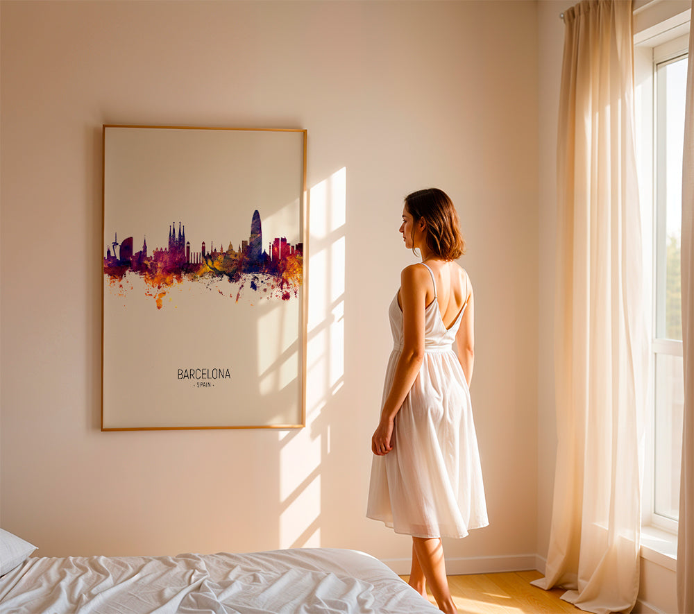 Barcelona Skyline en beige