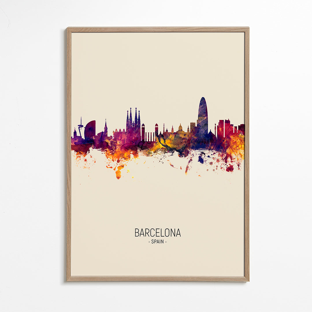 Barcelona Skyline en beige