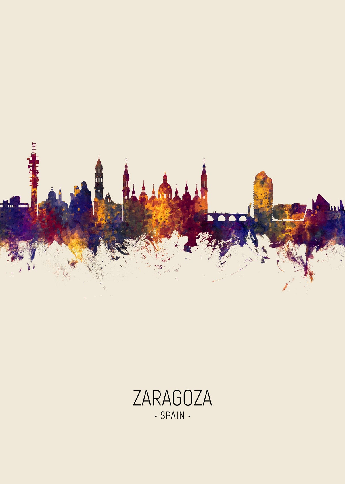 Zaragoza Skyline en beige - Unframed art print