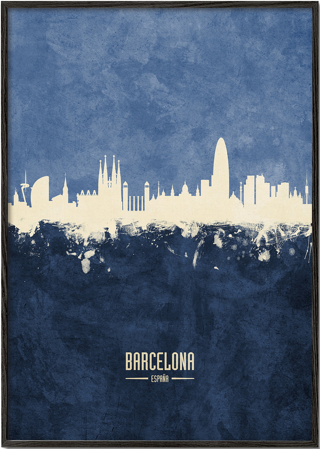 Barcelona Skyline Azul