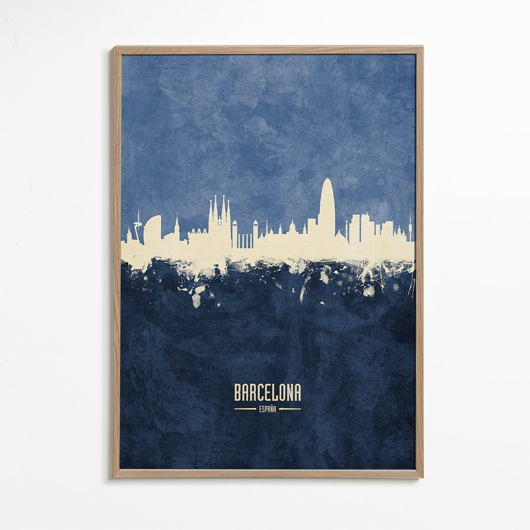 Barcelona Skyline Azul