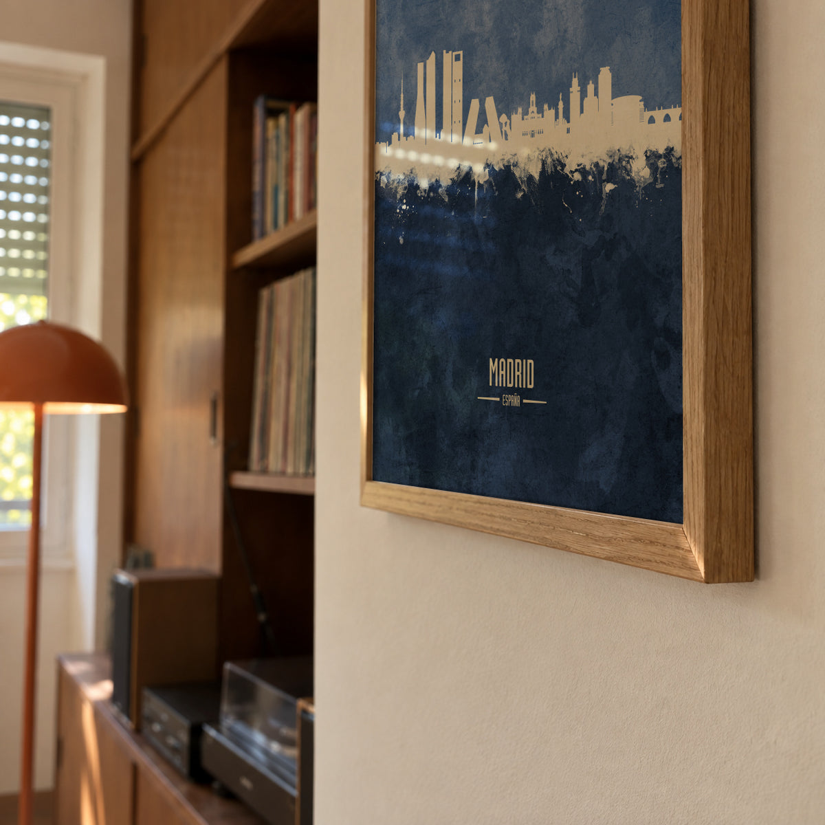 Madrid Skyline Azul - Framed poster detail