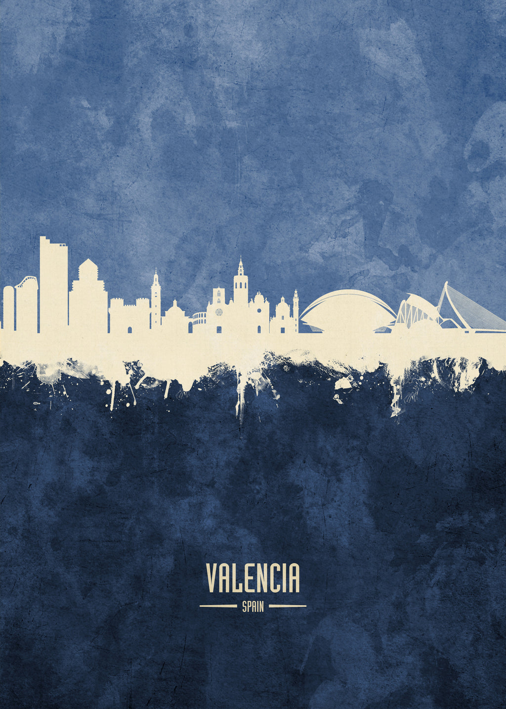Valencia Skyline Azul - Unframed art print