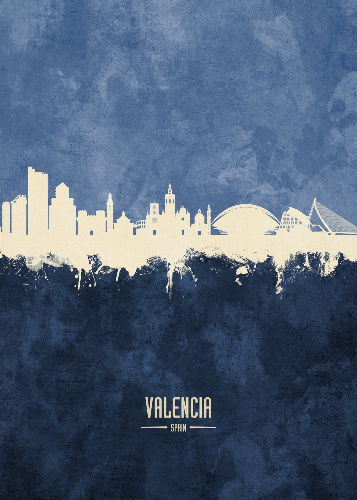 Valencia Skyline Azul - Unframed art print