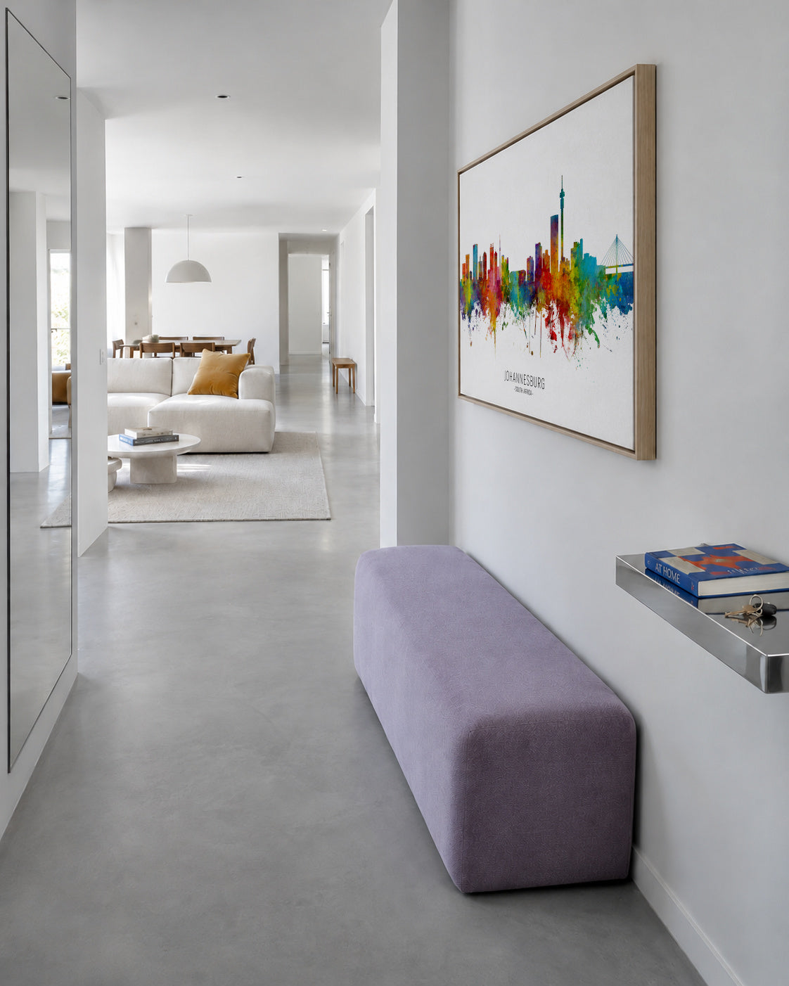 Johannesburg Skyline multicolor - Framed canvas in an interior