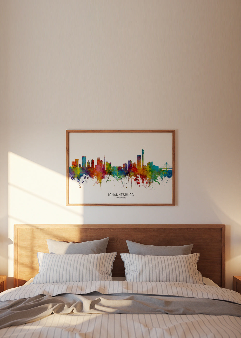 Johannesburg Skyline multicolor - Framed poster in an interior