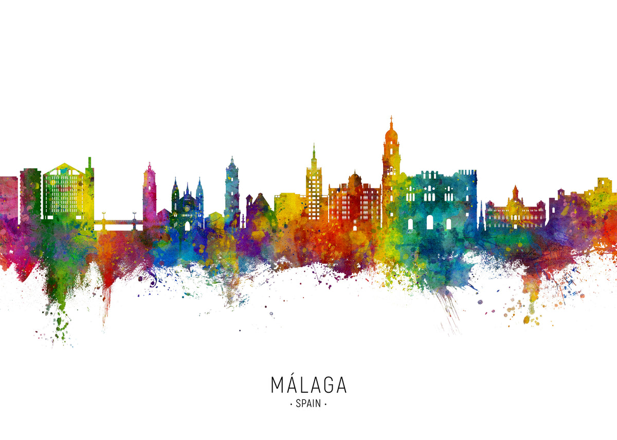 Málaga Skyline multicolor - Unframed art print