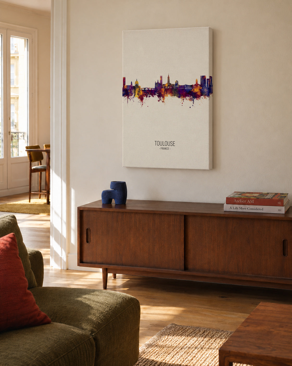 Toulouse Skyline beige - Unframed canvas in an interior