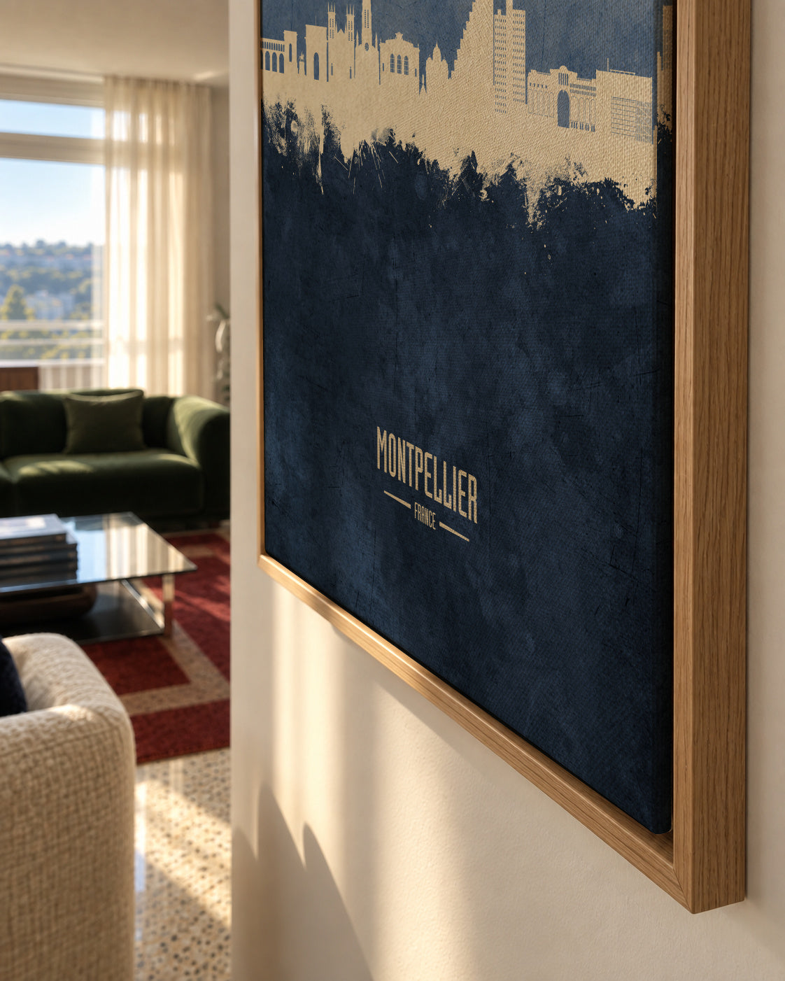Montpellier Skyline azul - Framed canvas detail