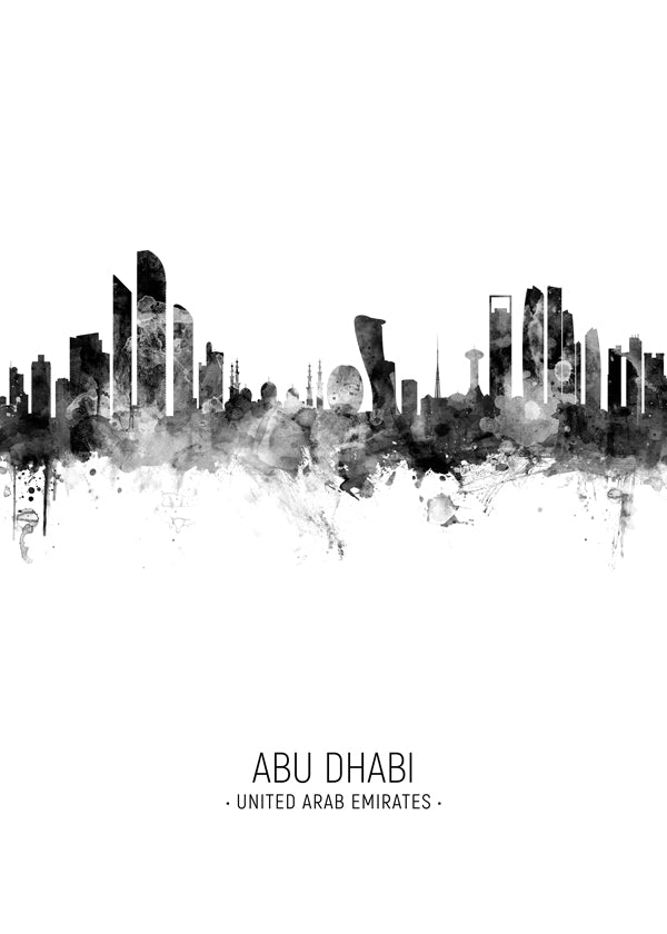 Abu Dhabi Skyline blanco y negro