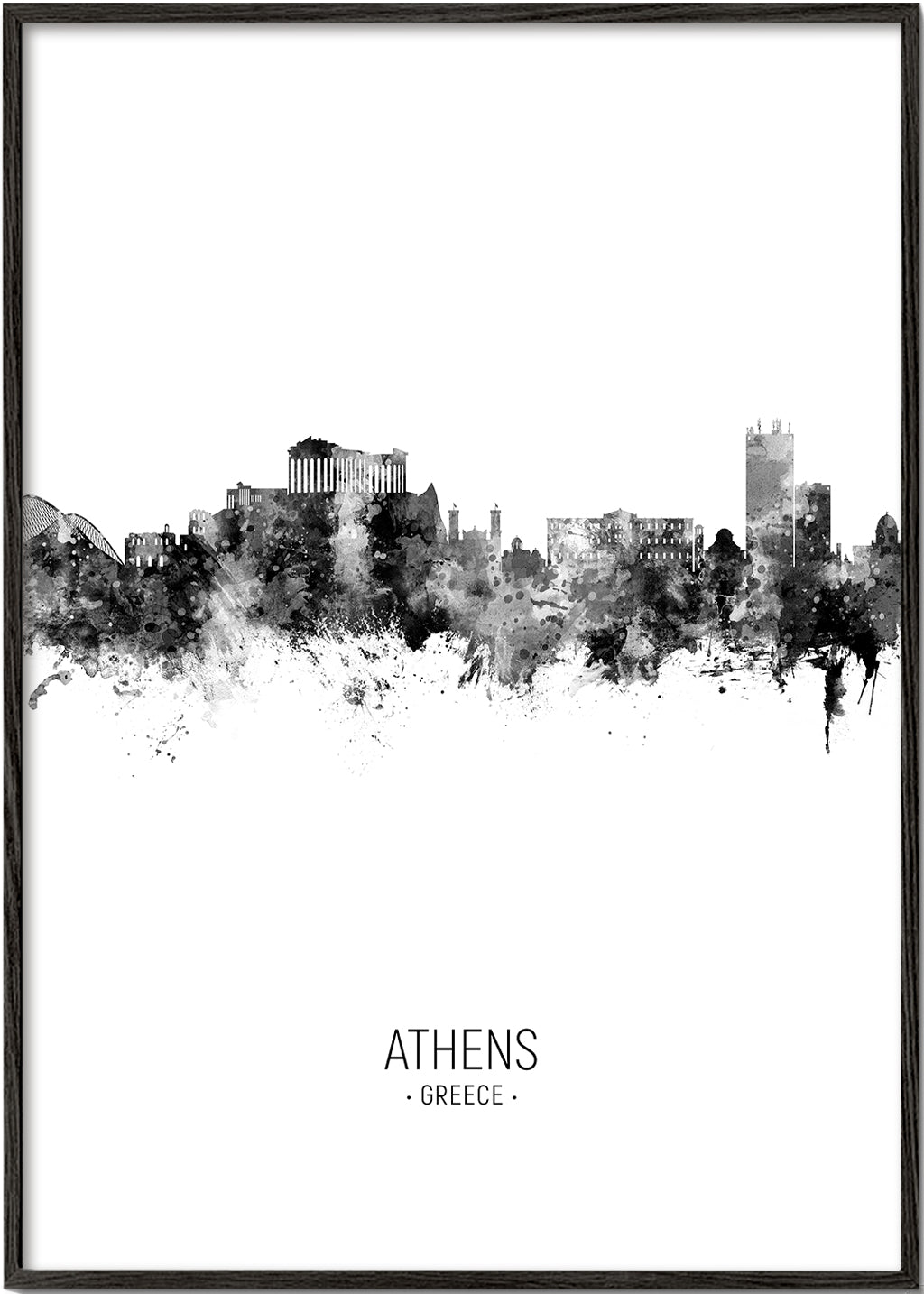 Athens Skyline blanco y negro