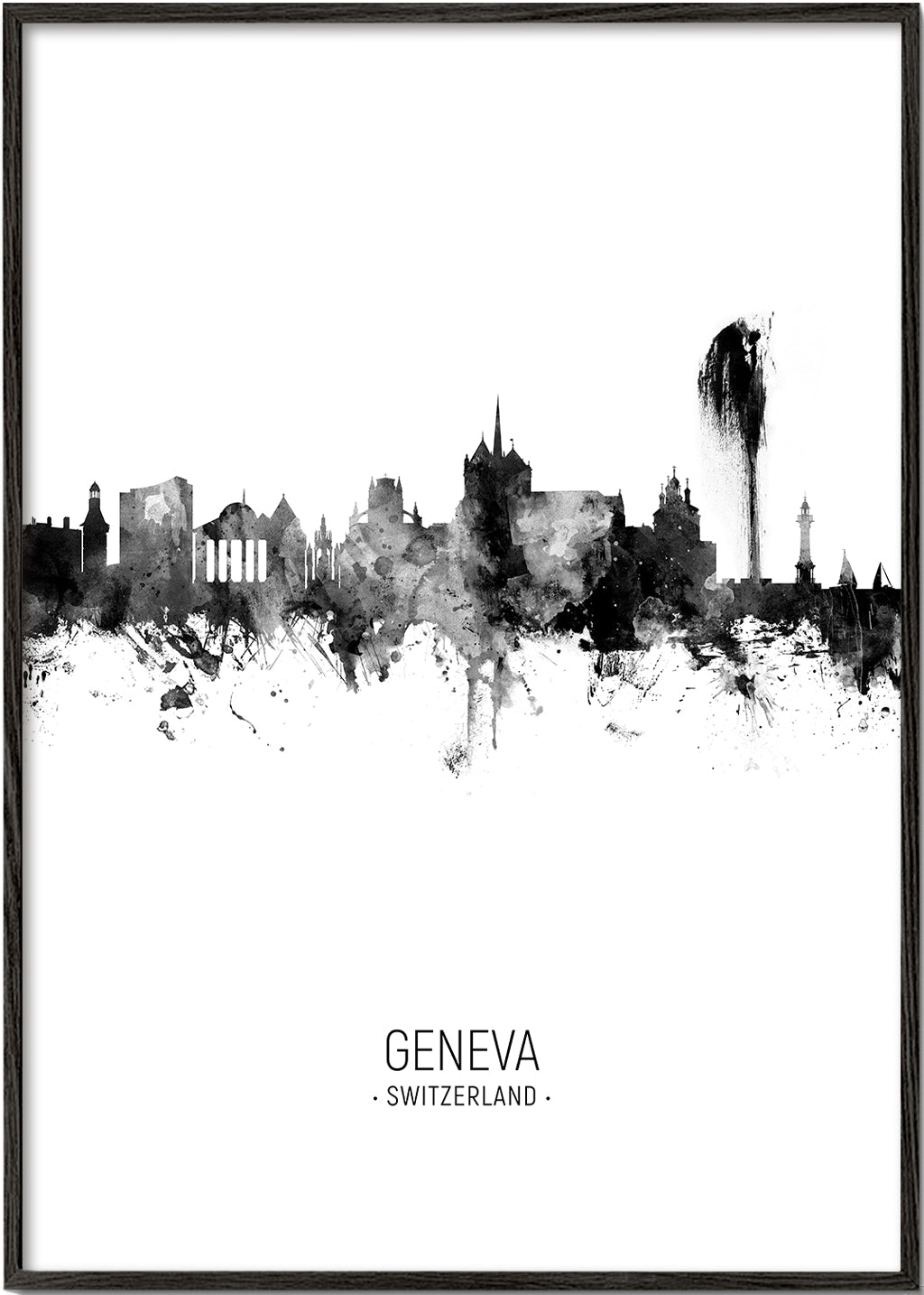 Geneva Skyline blanco y negro