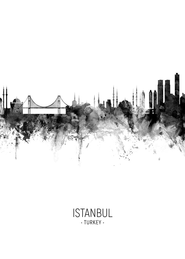 Istanbul Skyline blanco y negro